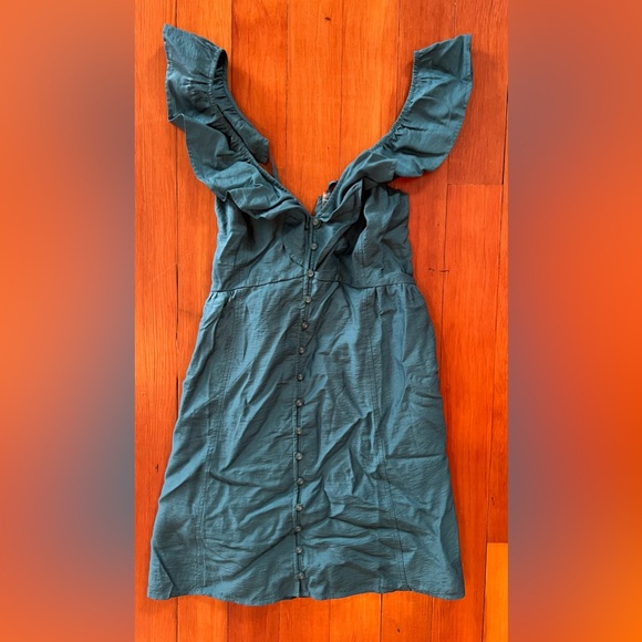 NWT Madewell Teal Ruffle Button-Front Mini Dress
- 6